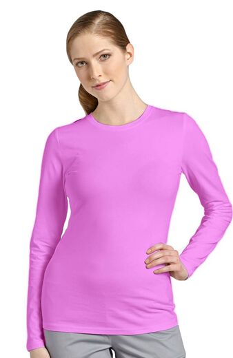 Women's Long Sleeve Crew Neck Solid Stretch T-Shirt