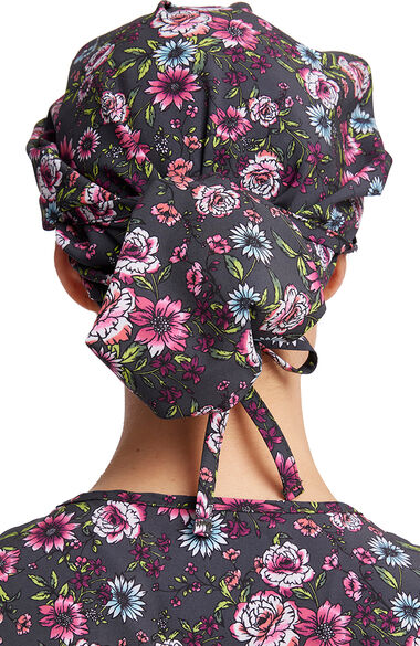 Women's Romantic Garden Print Bouffant Scrub Hat, , large