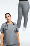 Women's Notched Solid Scrub Top & Yoga Scrub Pant Set, , large