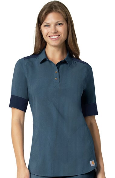 Clearance Women's Convertible Sleeve Solid Scrub Top, , large
