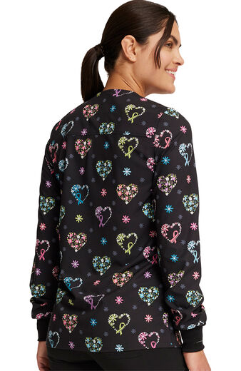 Women's Snap Front Care Flor-All Print Scrub Jacket