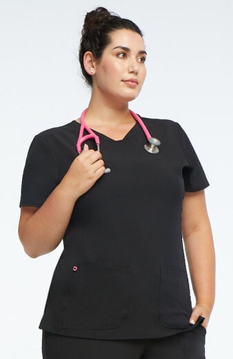 Clearance Women's Pitter-Pat V-Neck Solid Scrub Top