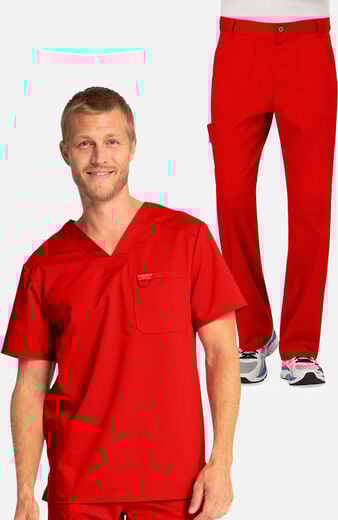 Men's Scrub Set: Chest Pocket V-Neck Top & Zip Fly Cargo Pant Men's Scrub Set: Chest Pocket V-Neck Top & Zip Fly Cargo Pant