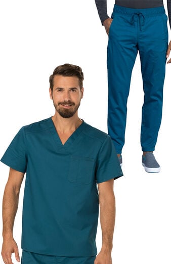 Men's Scrub Set: Chest Pocket V-Neck Top & Jogger Pant Men's Scrub Set: Chest Pocket V-Neck Top & Jogger Pant