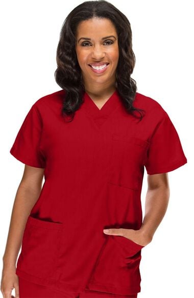 Clearance Basics Women's 3-Pocket Solid Scrub Top, , large