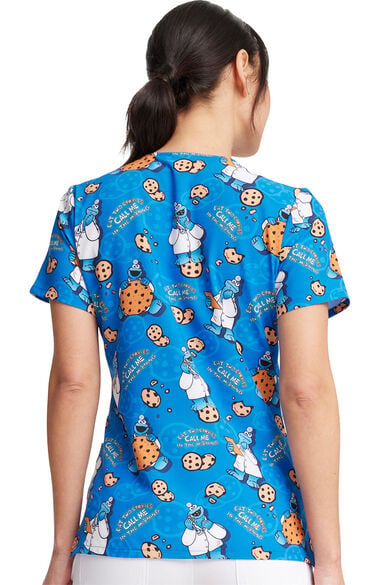 Clearance Women's Two Cookies Print Scrub Top, , large