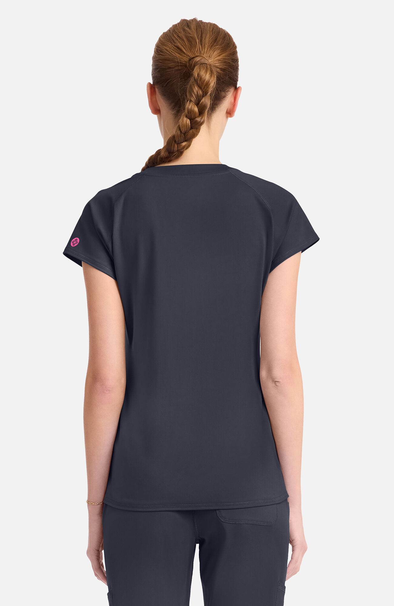 Women's Knit Raglan V-Neck Scrub Top, PWT Pewter | pewter, large