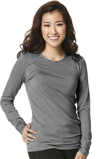 Women's Silky Long Sleeve Stripe Print T-Shirt