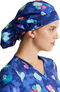 Women's Hippie Hearts Print Bouffant Scrub Hat, , large