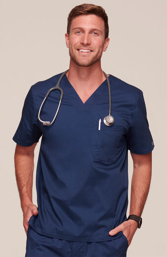 Men's V-Neck Chest Pocket Solid Scrub Top Men's V-Neck Chest Pocket Solid Scrub Top
