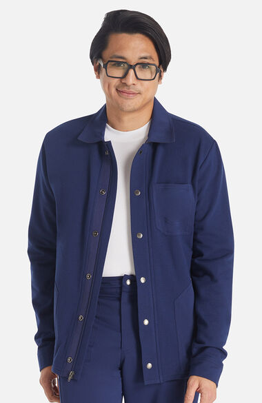 Men's Zip Front Fleece Scrub Jacket, , large