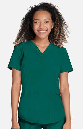 Women's 4-Pocket Shirttail V-Neck Scrub Top Women's 4-Pocket Shirttail V-Neck Scrub Top