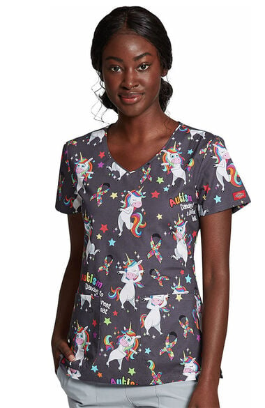 Clearance Women's A Different Beat Print Scrub Top, , large