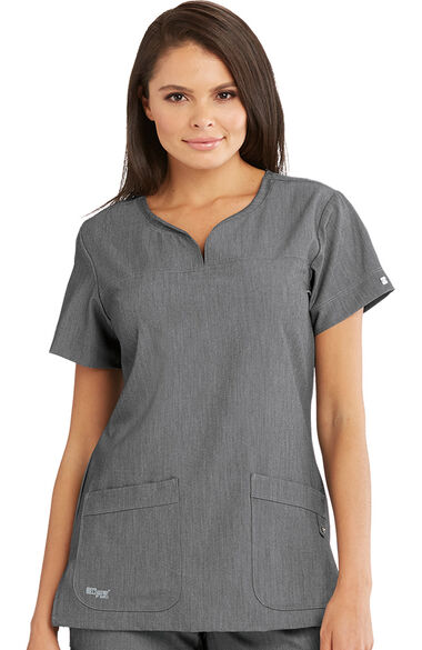 Clearance Signature by Grey's Anatomy Women's Notch Neck Solid Scrub Top