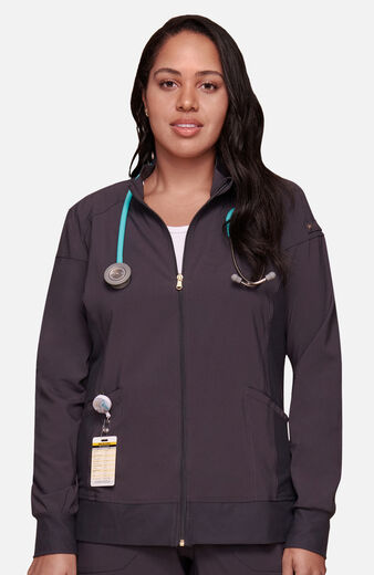 Women's Zip Front Warm-Up Solid Scrub Jacket