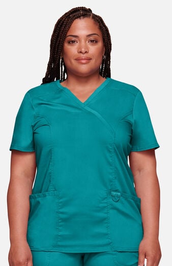 Women's Shaped 3-Pocket Mock Wrap Scrub Top Women's Shaped 3-Pocket Mock Wrap Scrub Top
