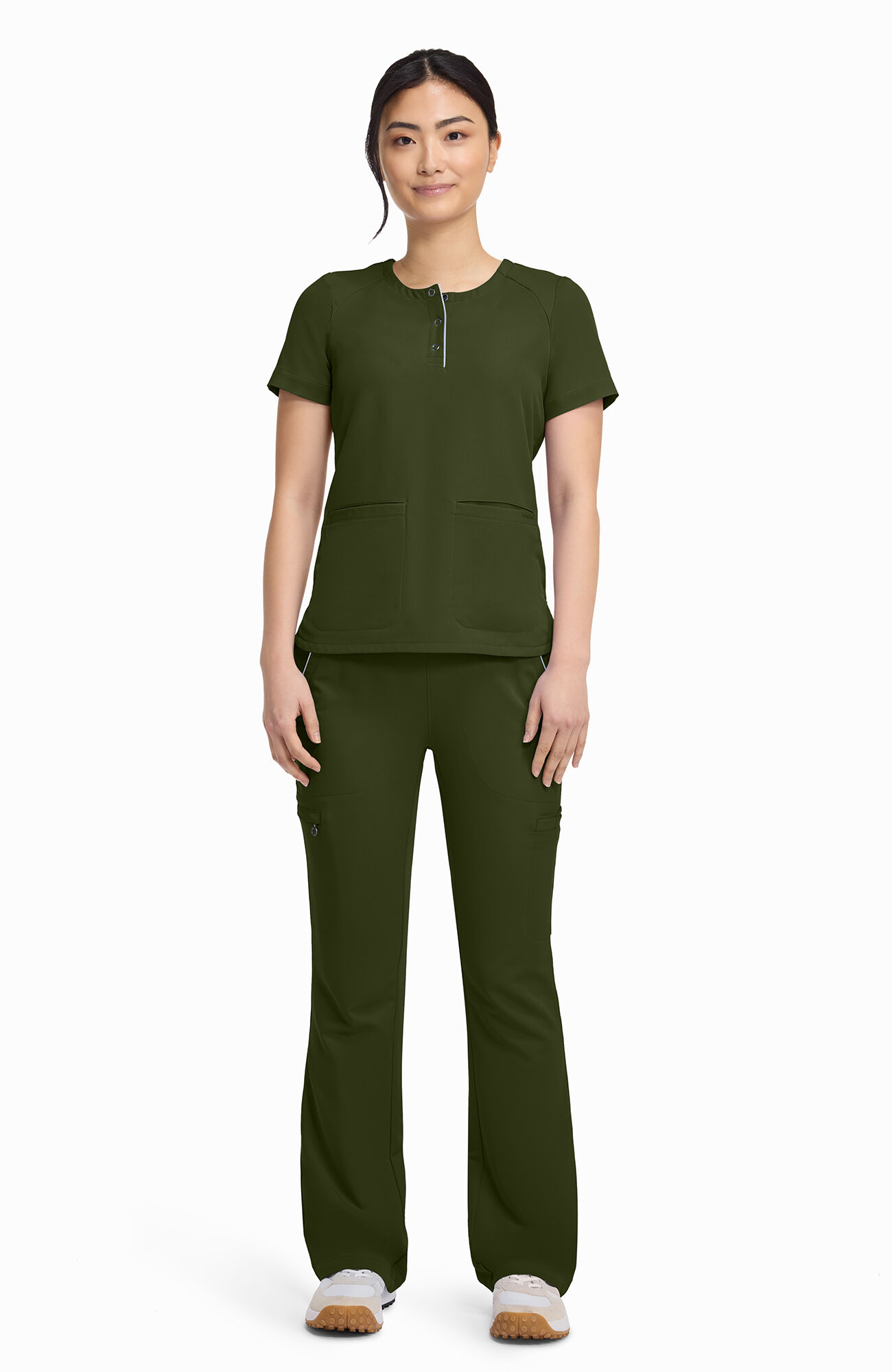 Women's Joy Henley Crew Neck Scrub Top, , large