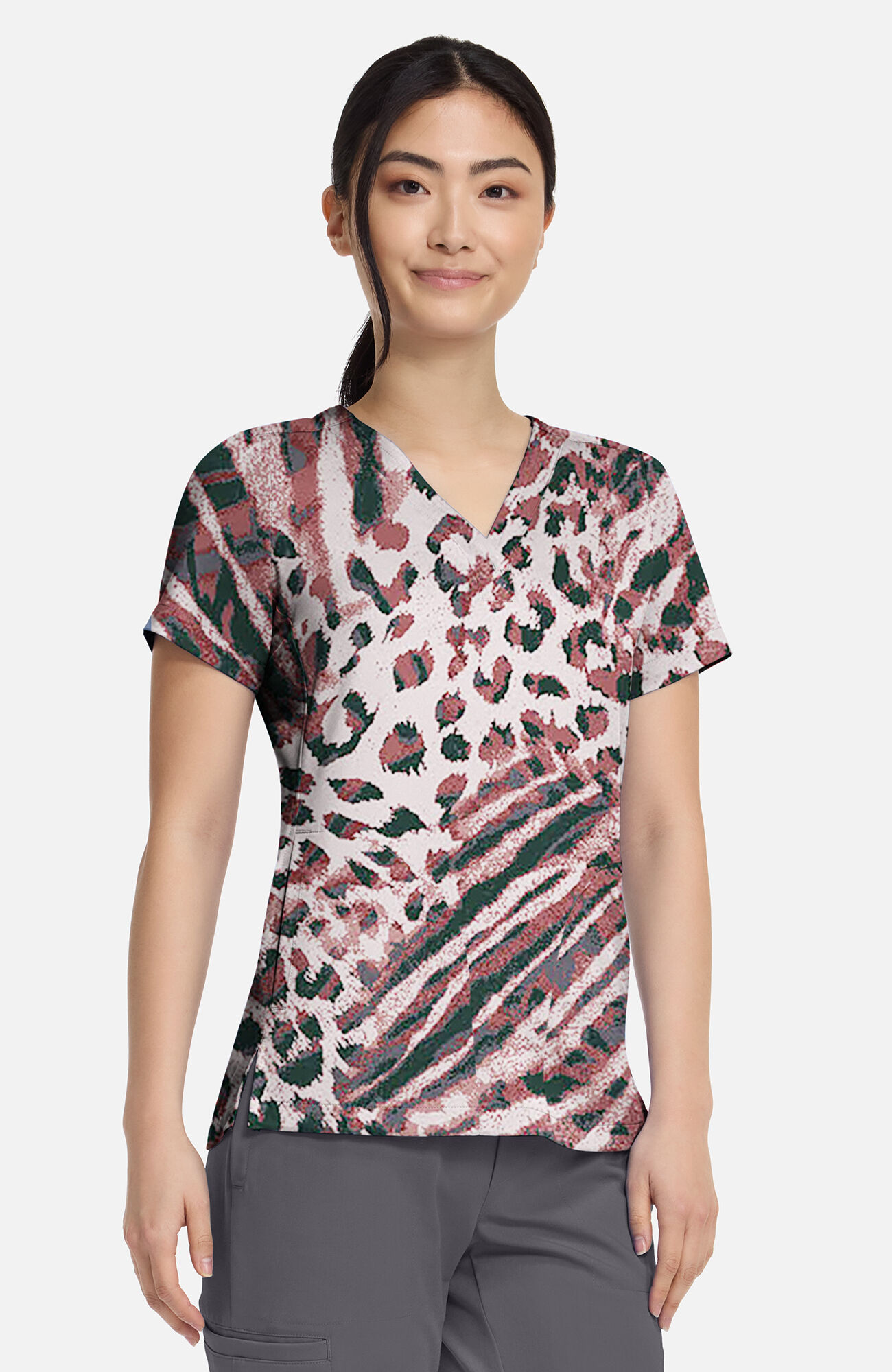 Women's Briana Cool Cattitude Print Scrub Top , , large