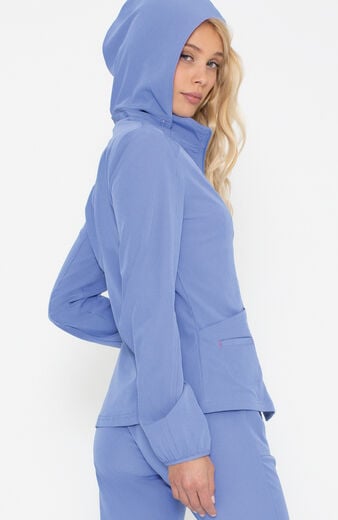 Women's Hoodie Warm Up Solid Scrub Jacket