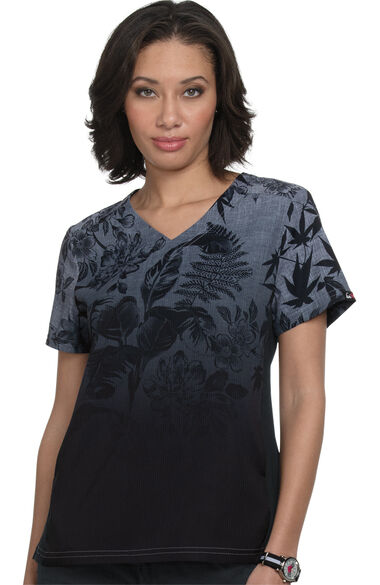 Clearance Women's Reform Eastern Dreams Platinum Ombre Print Scrub Top, , large