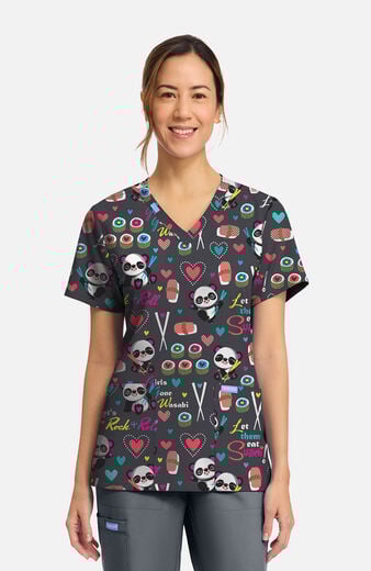 Women's Girls Gone Wasabi Print Scrub Top Women's Girls Gone Wasabi Print Scrub Top