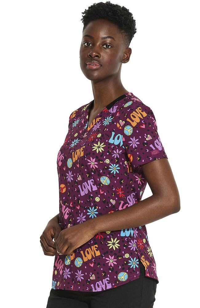 Women s Happy Hippie Print Scrub Top AllHeart