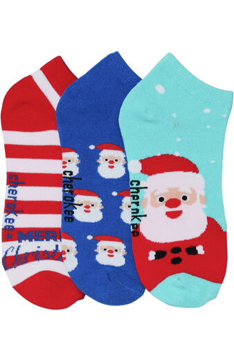 Women's 3 Pair Jolly Santa Print No Show Socks