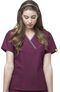 Women's Charlie Y-Neck Mock Wrap Solid Scrub Top, , large