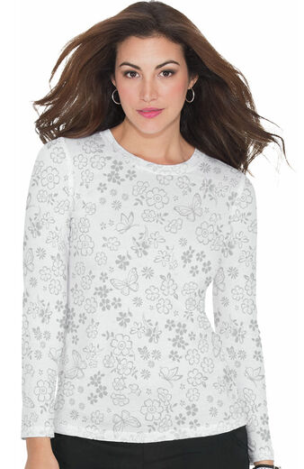 Women's Presley Flower Shower Burnout White Print Underscrub T-Shirt