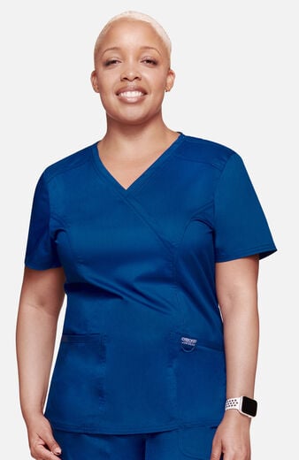 Women's Shaped 3-Pocket Mock Wrap Scrub Top Women's Shaped 3-Pocket Mock Wrap Scrub Top