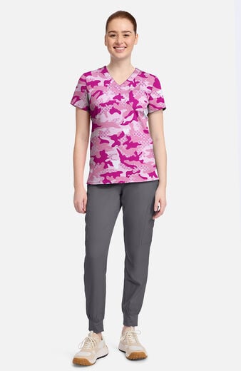 Women's V-Neck Fierce Fighter Print Scrub Top Women's V-Neck Fierce Fighter Print Scrub Top