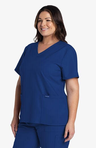 Women's Scrub Set: Rounded V-Neck Top & Drawstring Cargo Straight Leg Pant Women's Scrub Set: Rounded V-Neck Top & Drawstring Cargo Straight Leg Pant