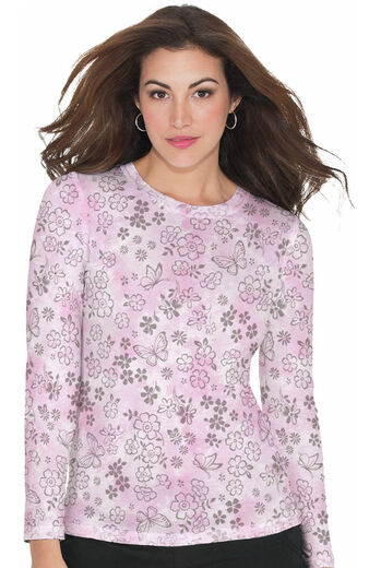 Women's Presley Flower Shower Burnout Pink Tie Dye Print Underscrub T-Shirt