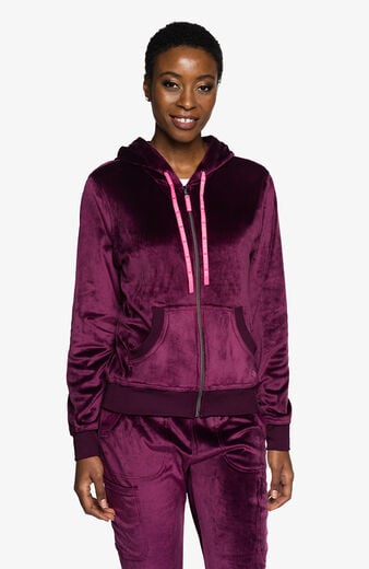 Women's Velour Zip Front Scrub Hoodie Women's Velour Zip Front Scrub Hoodie