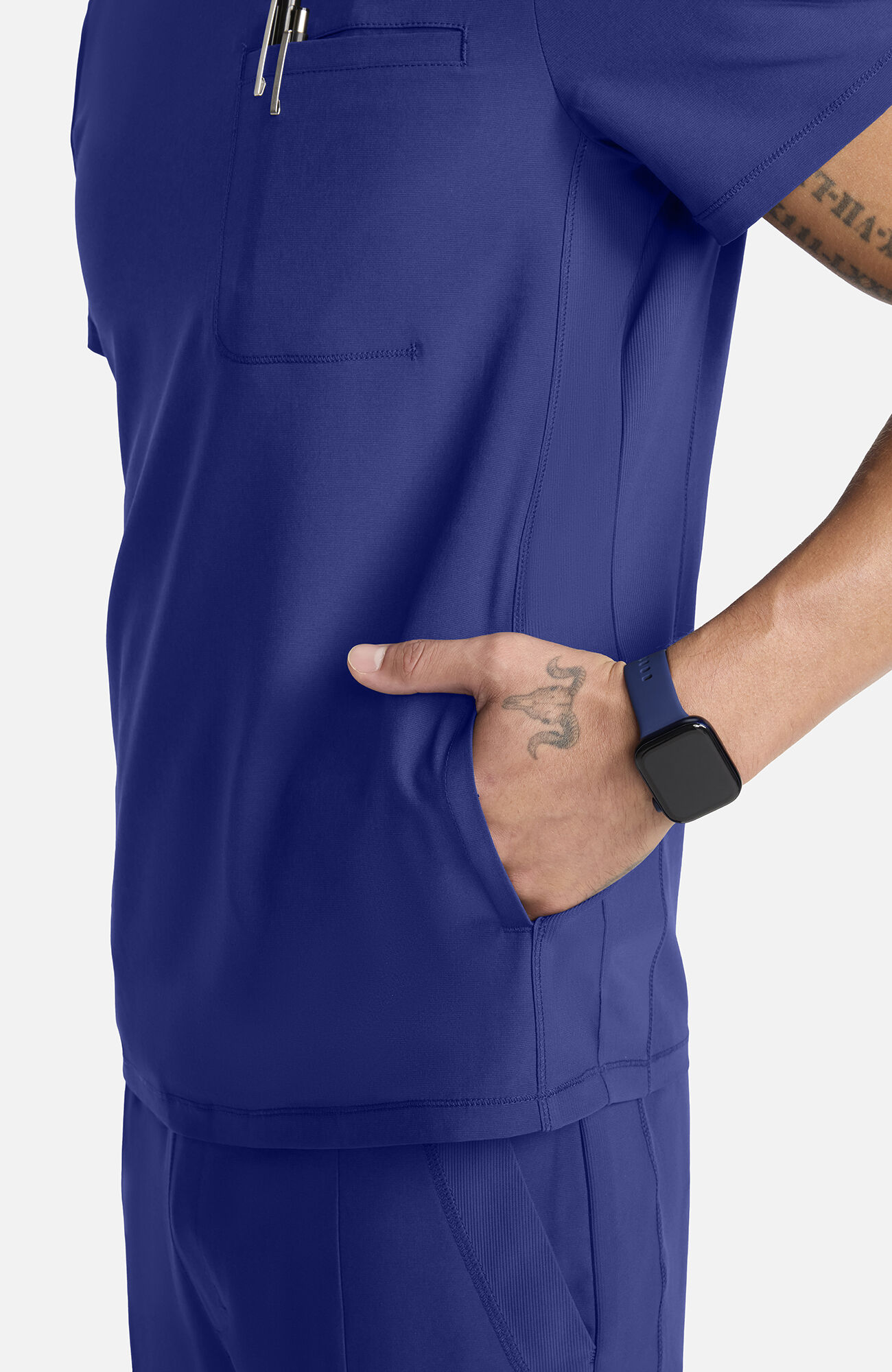 Men's Tuck-In Crew Neck Scrub Top, NAV Navy | navy, large