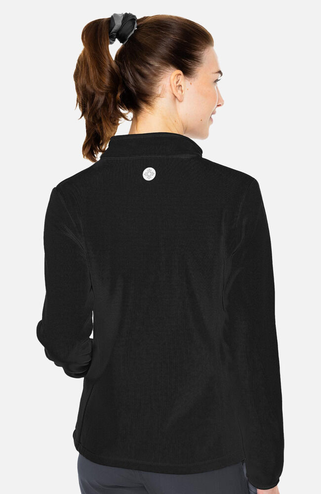 Women's Med Tech Zip Front Solid Scrub Jacket, , large