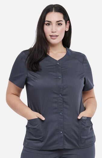Women's Snap Front Solid Scrub Top Women's Snap Front Solid Scrub Top