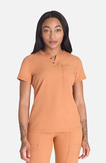 Women's Round Neck Henley Scrub Top Women's Round Neck Henley Scrub Top