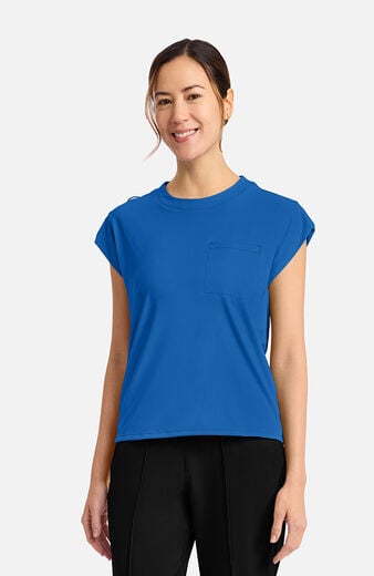 Women's Tuck-In Chest Pocket Crew Neck Scrub Top Women's Tuck-In Chest Pocket Crew Neck Scrub Top