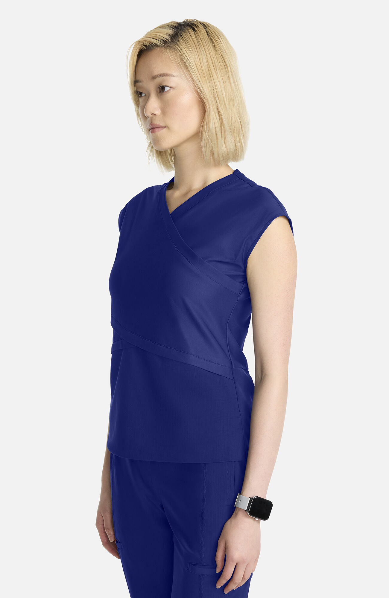 Women's Knit Dolman Wrap Scrub Top, NAV Navy | navy, large