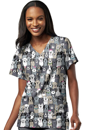 Clearance Women's Picture Pawfect Print Scrub Top