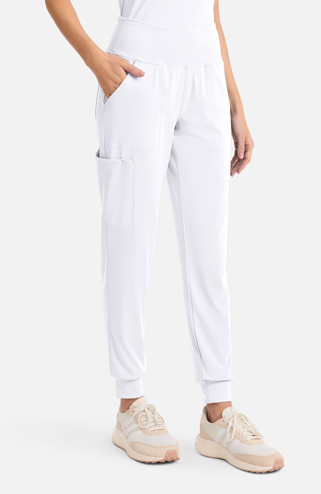 Women's 5-Pocket Pull-On Jogger Scrub Pant, WHT White | white, large