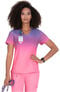 Clearance Women's Reform Wisteria & Peony Pink Ombre Print Scrub Top, , large