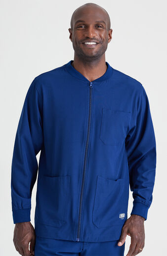 Solid Snap Fleece Jacket Blue