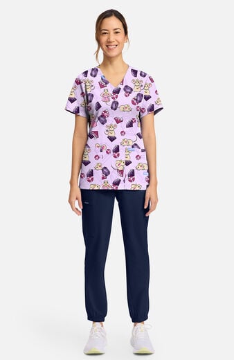 Women's Princess Mouse Print Scrub Top Women's Princess Mouse Print Scrub Top