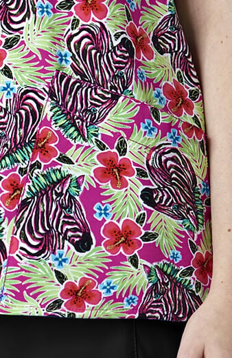 Clearance Women's Jungle Zebra Print Scrub Top