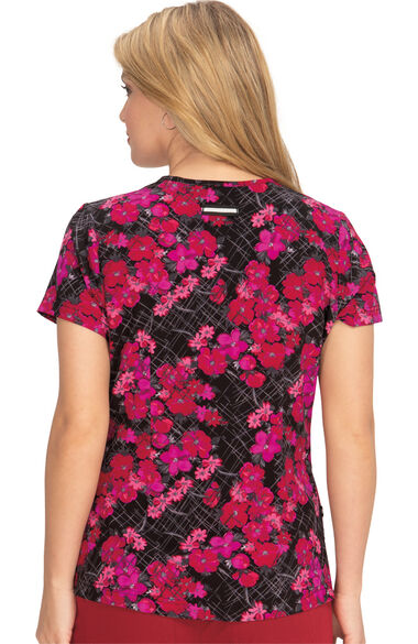 Women's Early Energy Brush Stroke Floral Print Scrub Top, , large