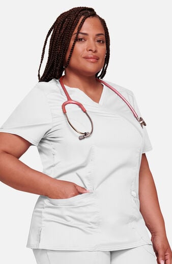 Women's Shaped 3-Pocket Mock Wrap Scrub Top Women's Shaped 3-Pocket Mock Wrap Scrub Top