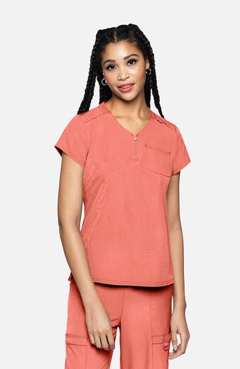 Women's Quarter Zip V-Neck Tuckable Scrub Top Women's Quarter Zip V-Neck Tuckable Scrub Top