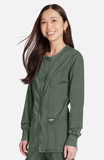Women's Snap Front Crew Neck Scrub Jacket Women's Snap Front Crew Neck Scrub Jacket